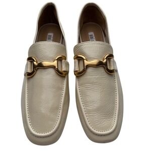 Anthropology Bibi Lou Loafers Cream Patent Gold Horsebit Quiet Luxury Preppy‎ 41
